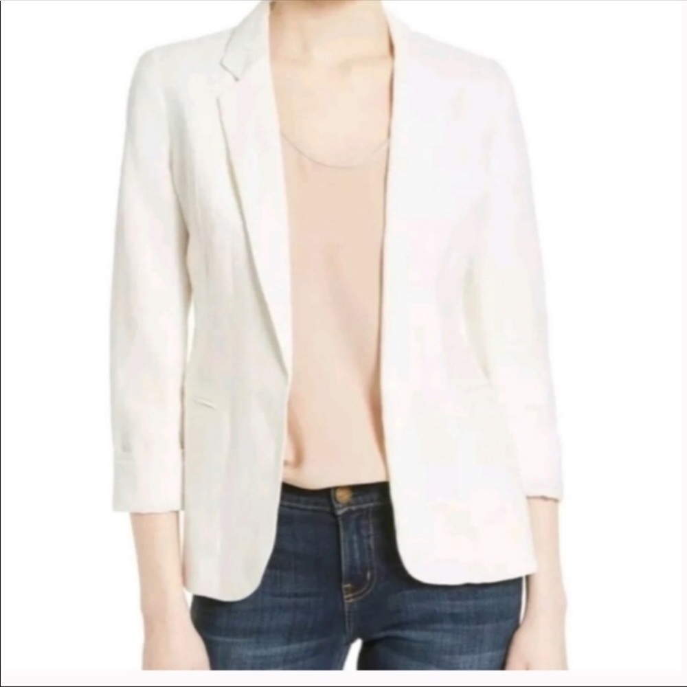 Women's Cream Open-Front Blazer